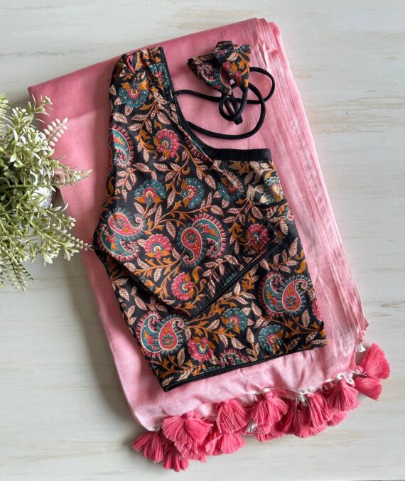 Khadi Cotton Silk Silver Zari Saree With Designer Readymade Blouse